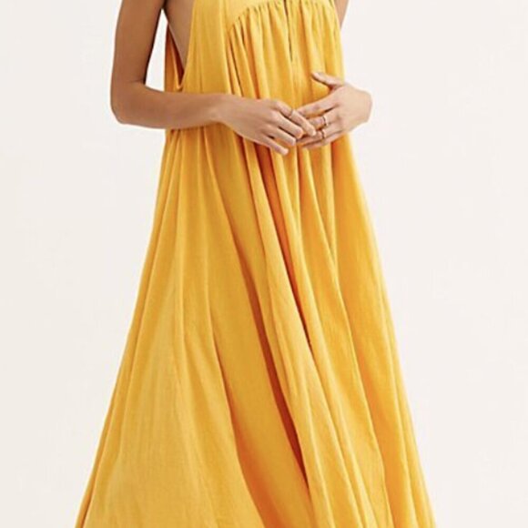 Free People Mancora Midi Relaxed Flared Sun Dress Women Size L Free-Est - Picture 14 of 14